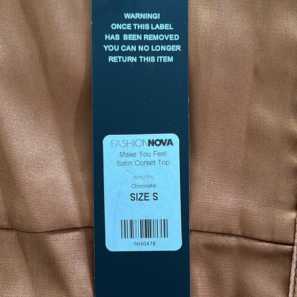 Fashion Nova - Satin Corset top - Size Small - Chocolate Color - Picture 3 of 7